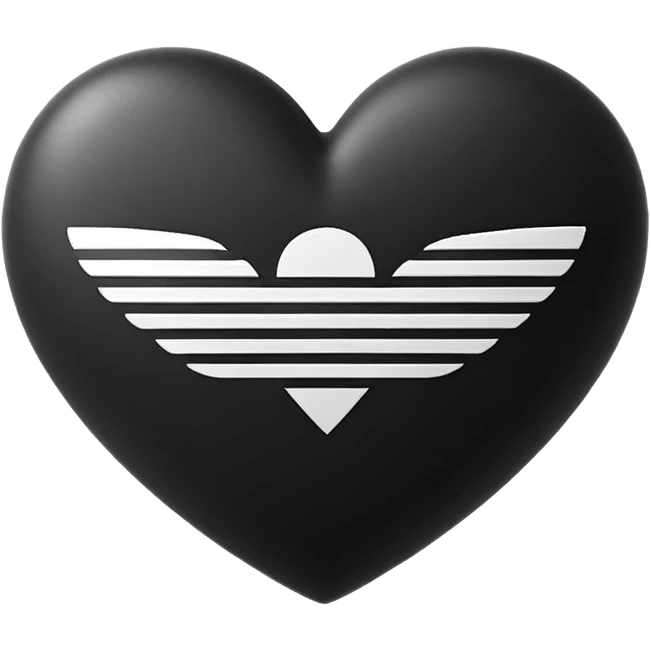 Adidas white stripes black heart emoji
