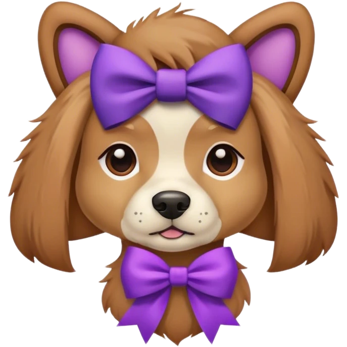 Dog with purple bow in hair emoji