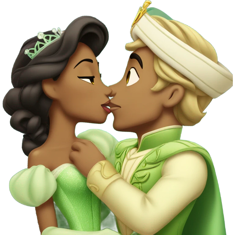 Princess Tiana kissing Prince Naveen emoji
