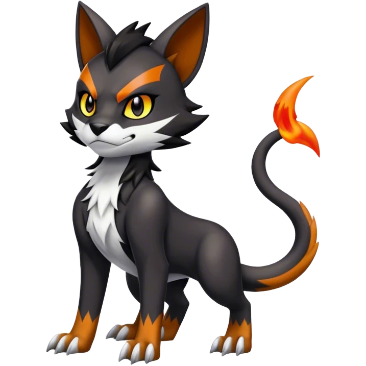Cool edgy Torracat-Houndour-Digimon, full body emoji