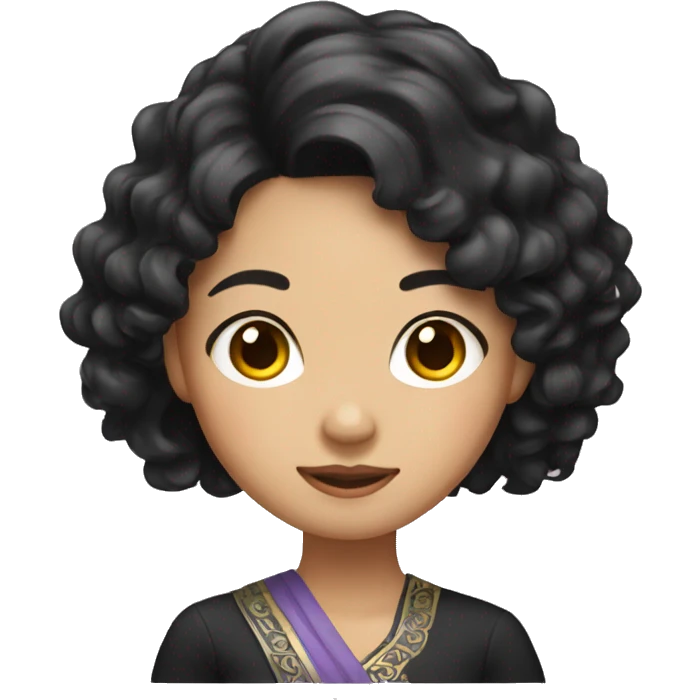Thai girl with black wavy hair emoji