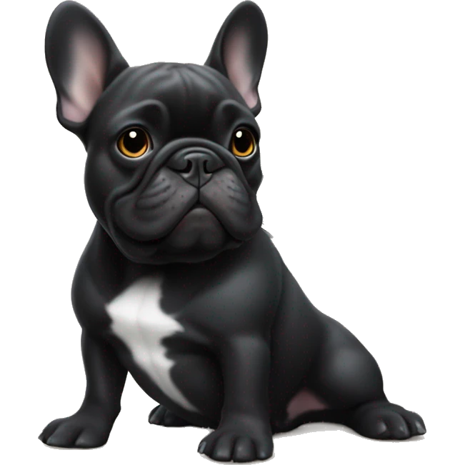 All black french bulldog with money in his paws emoji