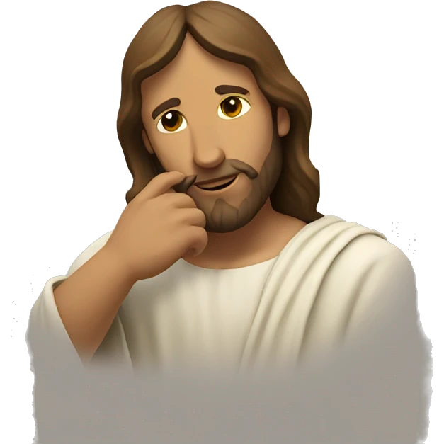 Jesus making a heart with his hands emoji