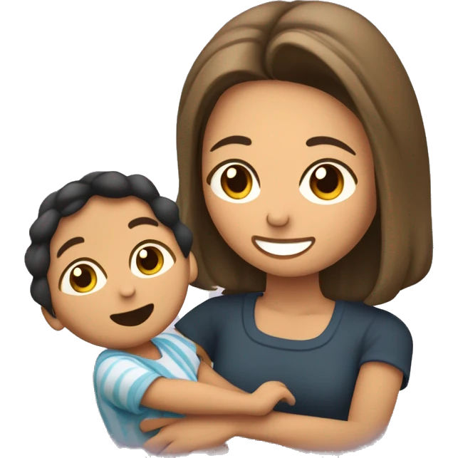 Mujer cuidando a un niño en cuna cansada con ojeras  emoji