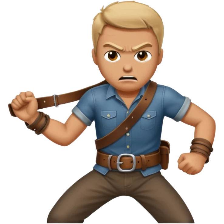 a angry man to the side slanging back and forth a belt emoji