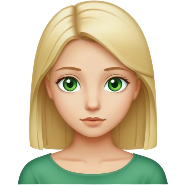 Blond girl with straight hair till shounders and green eyes emoji