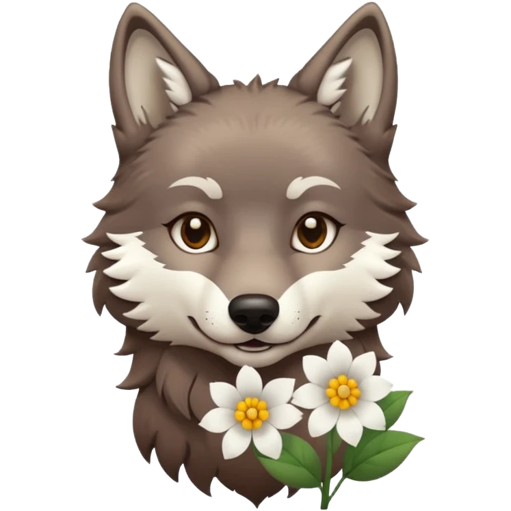 wolf holds flower emoji