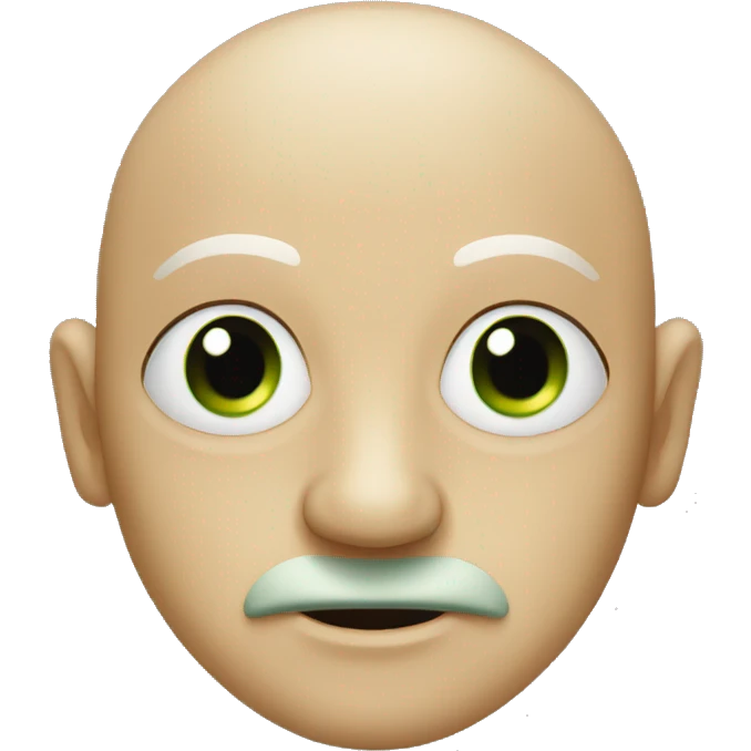 bald green man with giant black oval eyes emoji