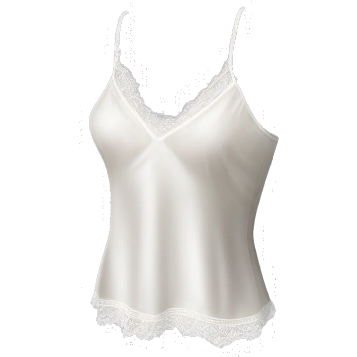 Realistic side view of a white silk lace camisole clothing blouse isolated.  emoji
