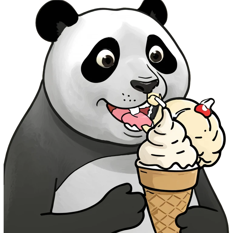 Panda eating ice cream emoji