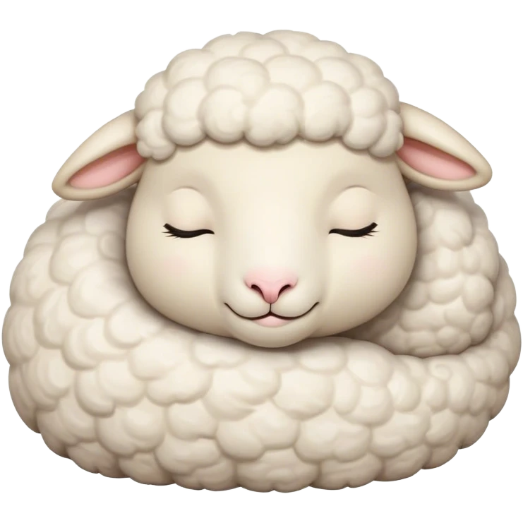 Meme-Worthy Cute Sleeping Sheep Portrait Emoji, Head resting peacefully with a contented smile, showcasing a robust build and a luxuriously soft white fleece, eyes shut in a serene, restful nap, Simplified yet hilariously adorable features, highly detailed, glowing with a soft, drowsy light, high shine, relaxed and utterly lovable, stylized with an air of playful laziness, bright and heartwarming, soft glowing outline, capturing the essence of a comically sleepy sheep, so meme-worthy it feels like it could instantly become the next viral sensation of adorable slumber! emoji