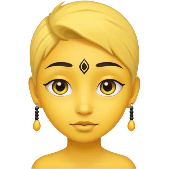 Yellow face with cute eyes and black bindi emoji
