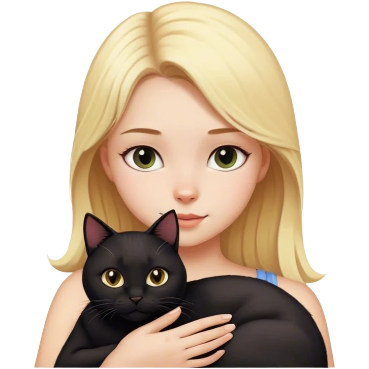 Blonde girl Black cat  emoji