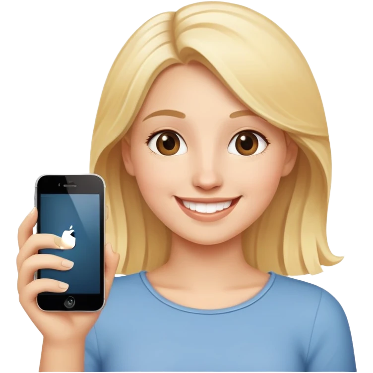 happy blonde girl with new iphone emoji