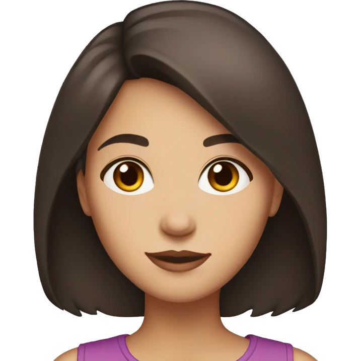 Dark brown haired girl with medium length with brown eyes emoji