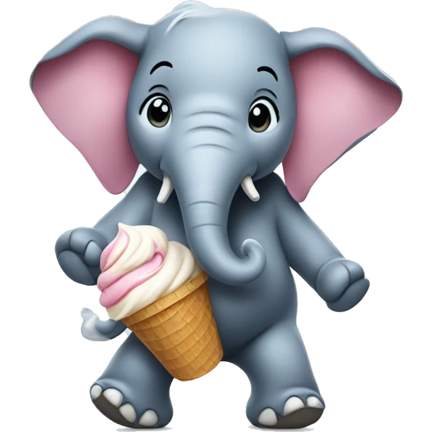 Dancing elephant and eating ice cream emoji