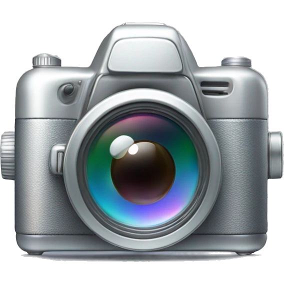 Realistic isolated gradient silver holographic cannon camera emoji