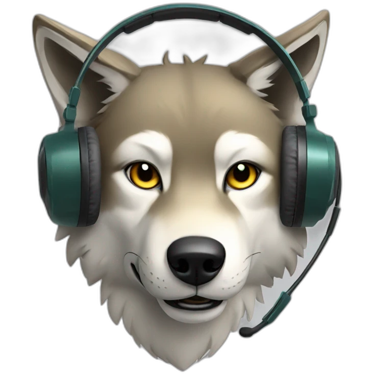 Wolf with Gaming headset emoji