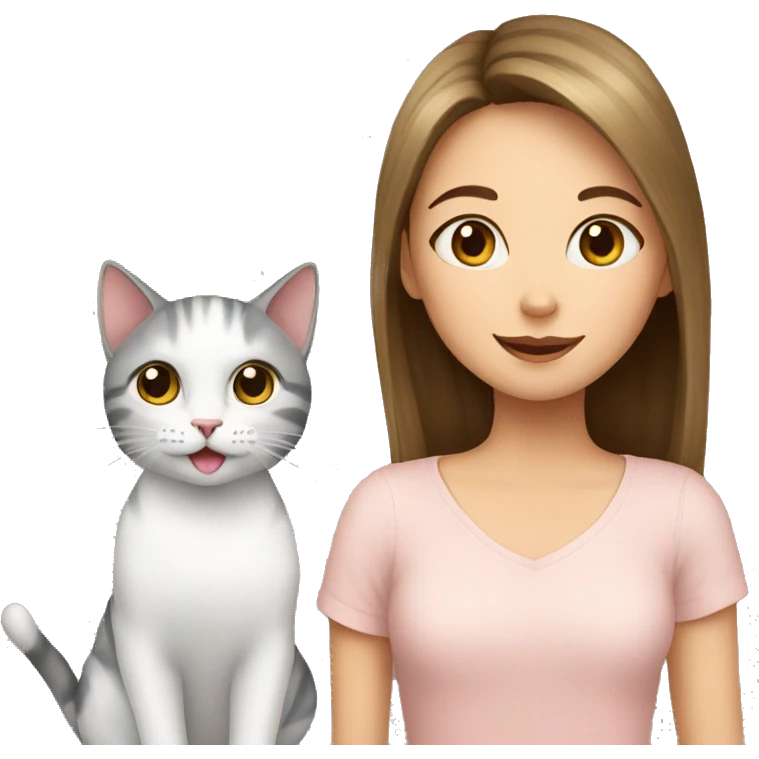 cat and girl emoji