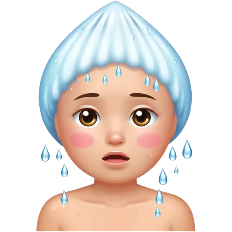 blushing onion taking a shower, pink cheeks, embarrassed, water droplets emoji