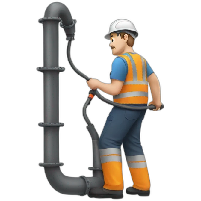 man working with big pipe and cables from the side emoji