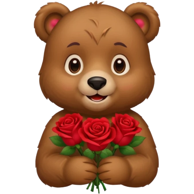 Cute bear with this emoji 🥹  holding roses with this emoji expression  emoji