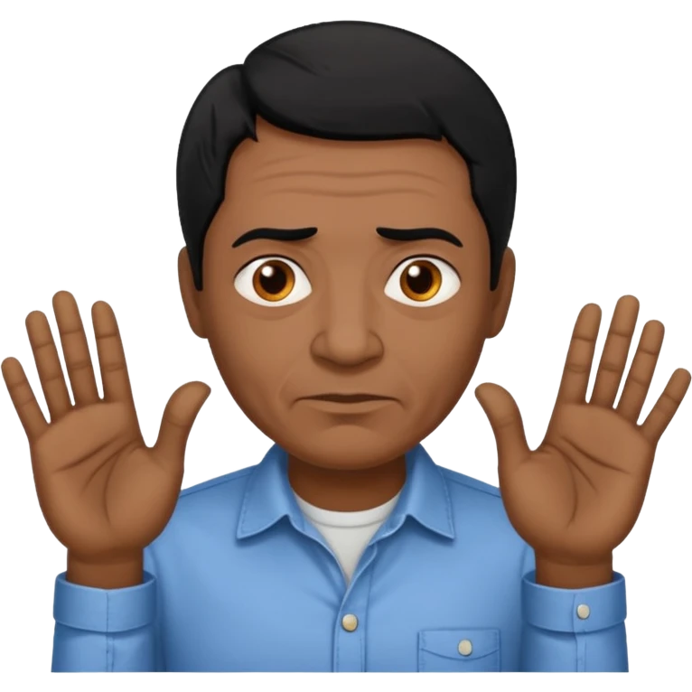 great job, now i would like a middle aged dark brown person with black hair on head in casual shirt ( make him darker in complexion and add some age emoji