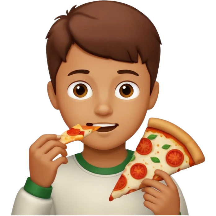 A boy it a pizza emoji