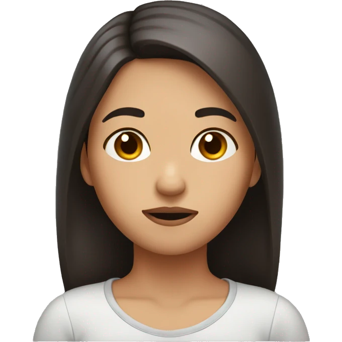 Girl with dark brown hair and dark brown eyes confused emoji