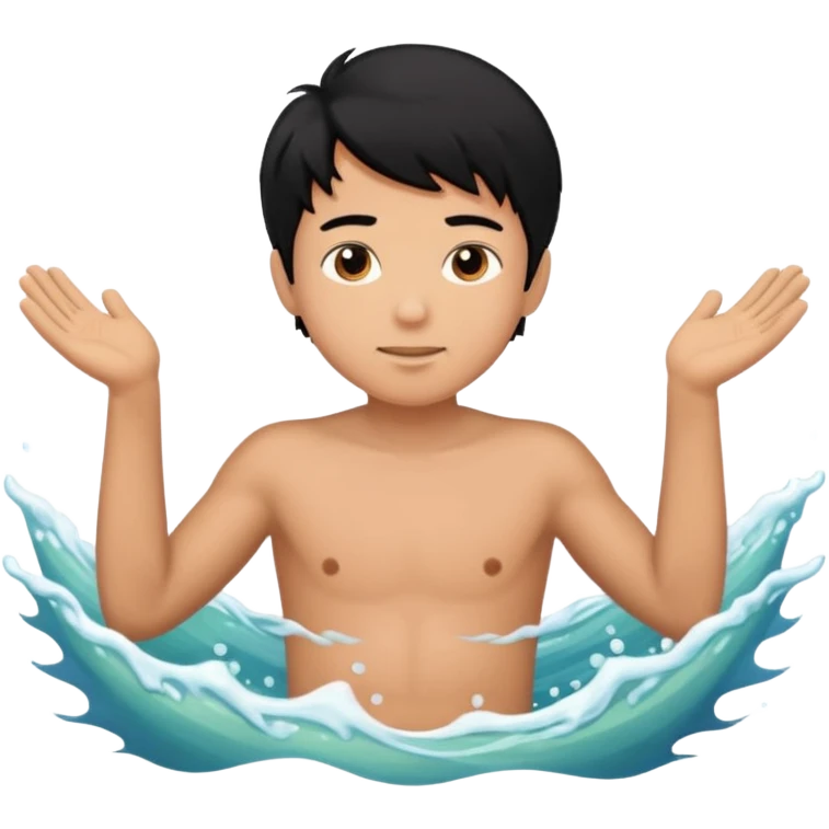 검은 머리의 소년, 바다를 좋아하고, 완벽을 추구하는 emoji