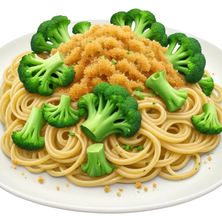 Broccoli and sprinkled bread crumbs over spaghetti  emoji