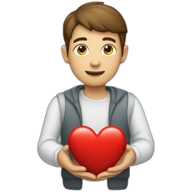 human holding a red heart emoji