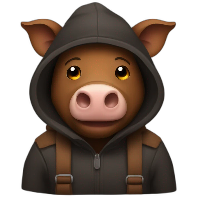 fullface brown boar tired of life with a winter hat black color emoji