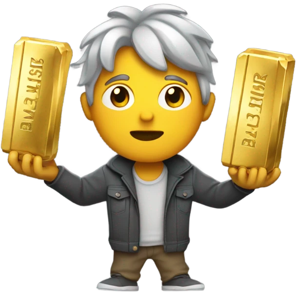 Poor person with gold bars emoji