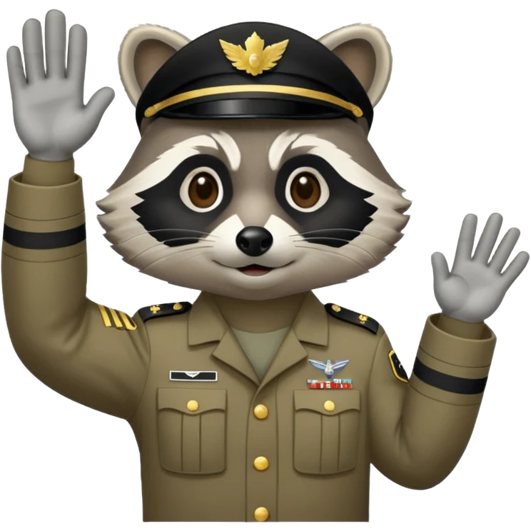 Raccoon with military salute gesture emoji