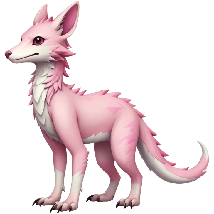 Feral Rare Fantasy cute pastel pink Vernid-Sergal-Trico-species by LiLaiRa, markings, full body, 4 legs emoji