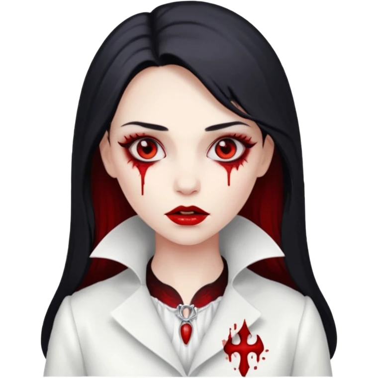 Women Vampire withwhite coat dress and eyes should be red with blood emoji