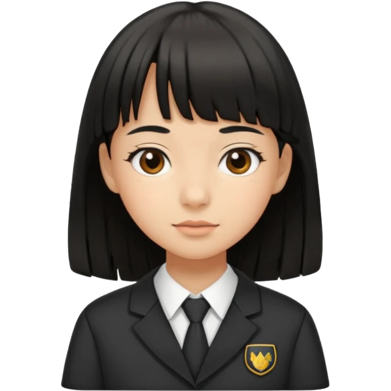 a middle school girl in a school uniform and black hair, and bangs emoji
