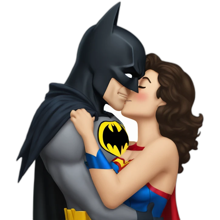 Batman kissing wonderwoman emoji