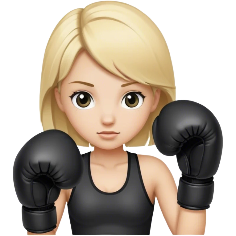 A blonde girl with black boxing gloves emoji