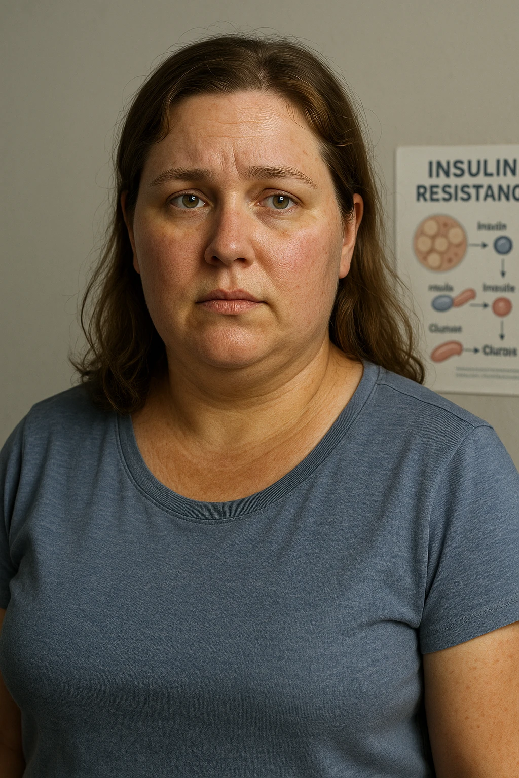 donna con insulino resistenza iper realistica 4k e molto specifica emoji