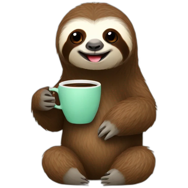 Sloth with coffee cup emoji