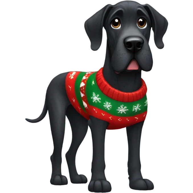 black great dane wearing a christmas sweater  emoji