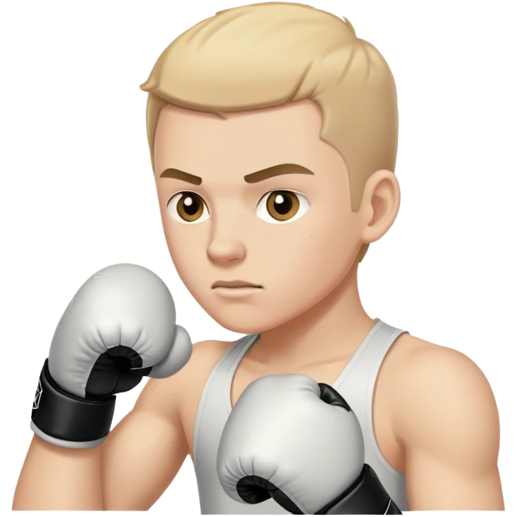 Um garoto  branco fazendo boxe emoji