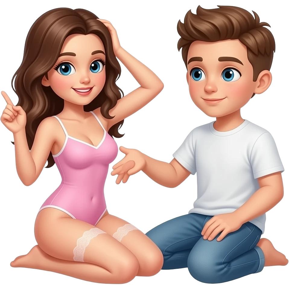 Naked girl and boy doing porn emoji