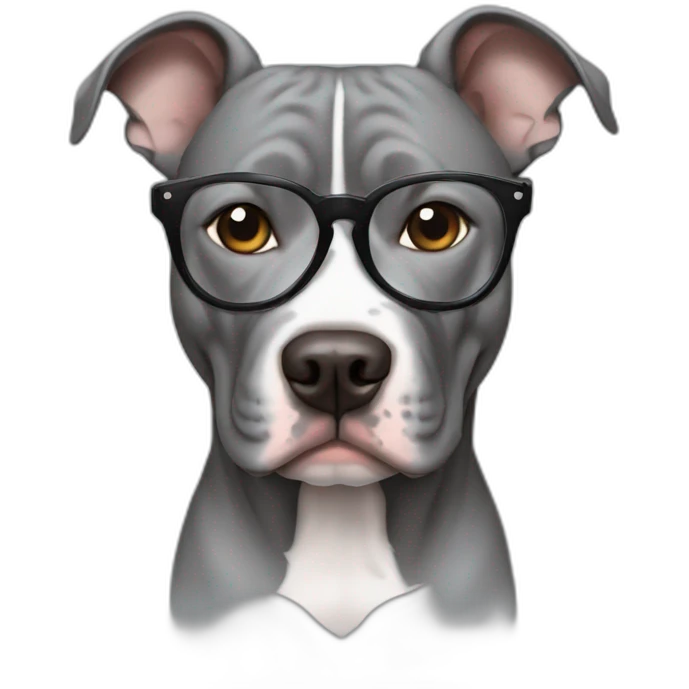 gray pitbull wearing glasses emoji