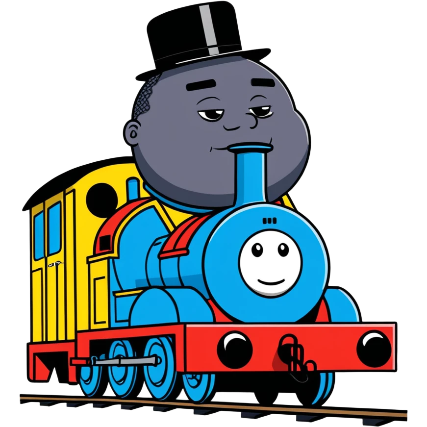 Notorious B.I.G. as Thomas the Train, playful and iconic emoji