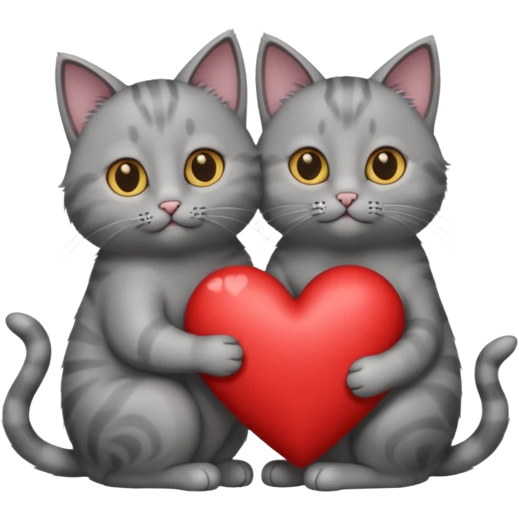 two grey cats in a heart emoji