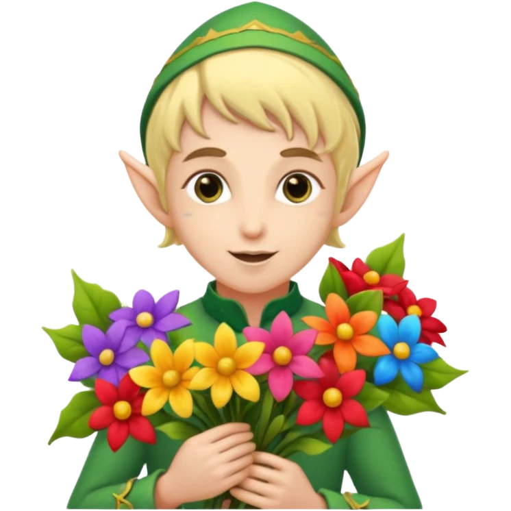 elf with flower bouquet emoji