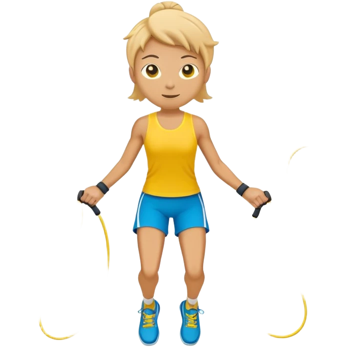 person jumping rope, simple yellow face emoji